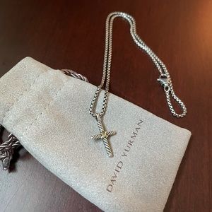 Authentic David Yurman Petite Cross Necklace